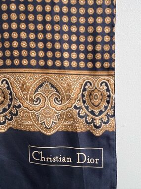 Dior unisex Blue Silk Front Wool Back Scarf